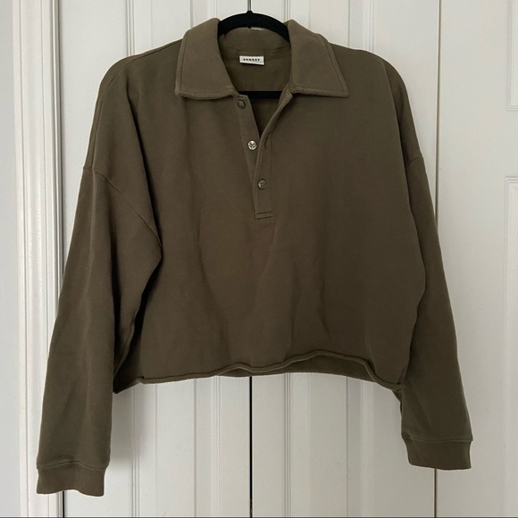 Aritzia Sunday Best Cropped Polo Sweatshirt - Picture 1 of 6